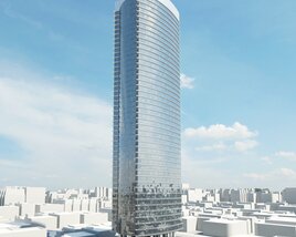 Modern Skyscraper Against Blue Skies 3D-Modell