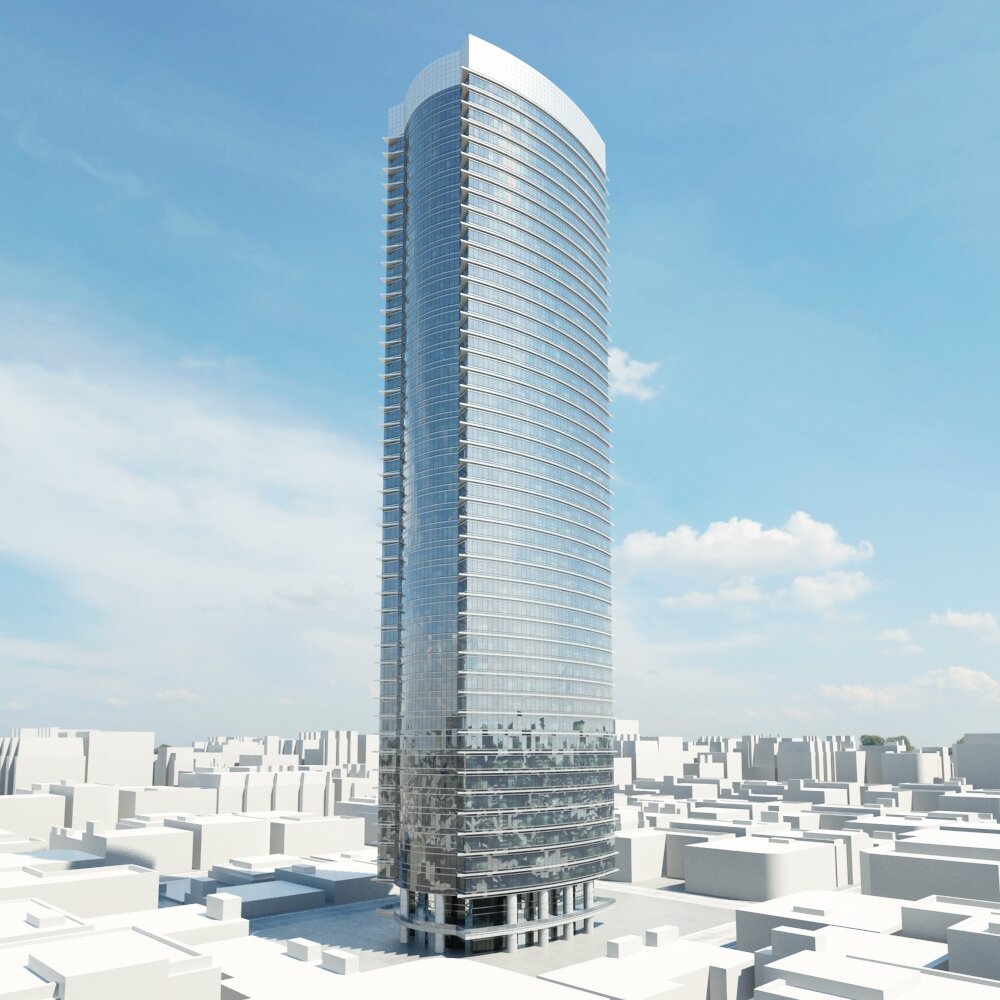 Modern Skyscraper Against Blue Skies Modèle 3D