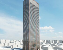 Modern Skyscraper Against Blue Sky Modèle 3D