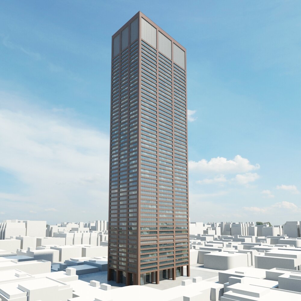 Modern Skyscraper Against Blue Sky 3D-Modell