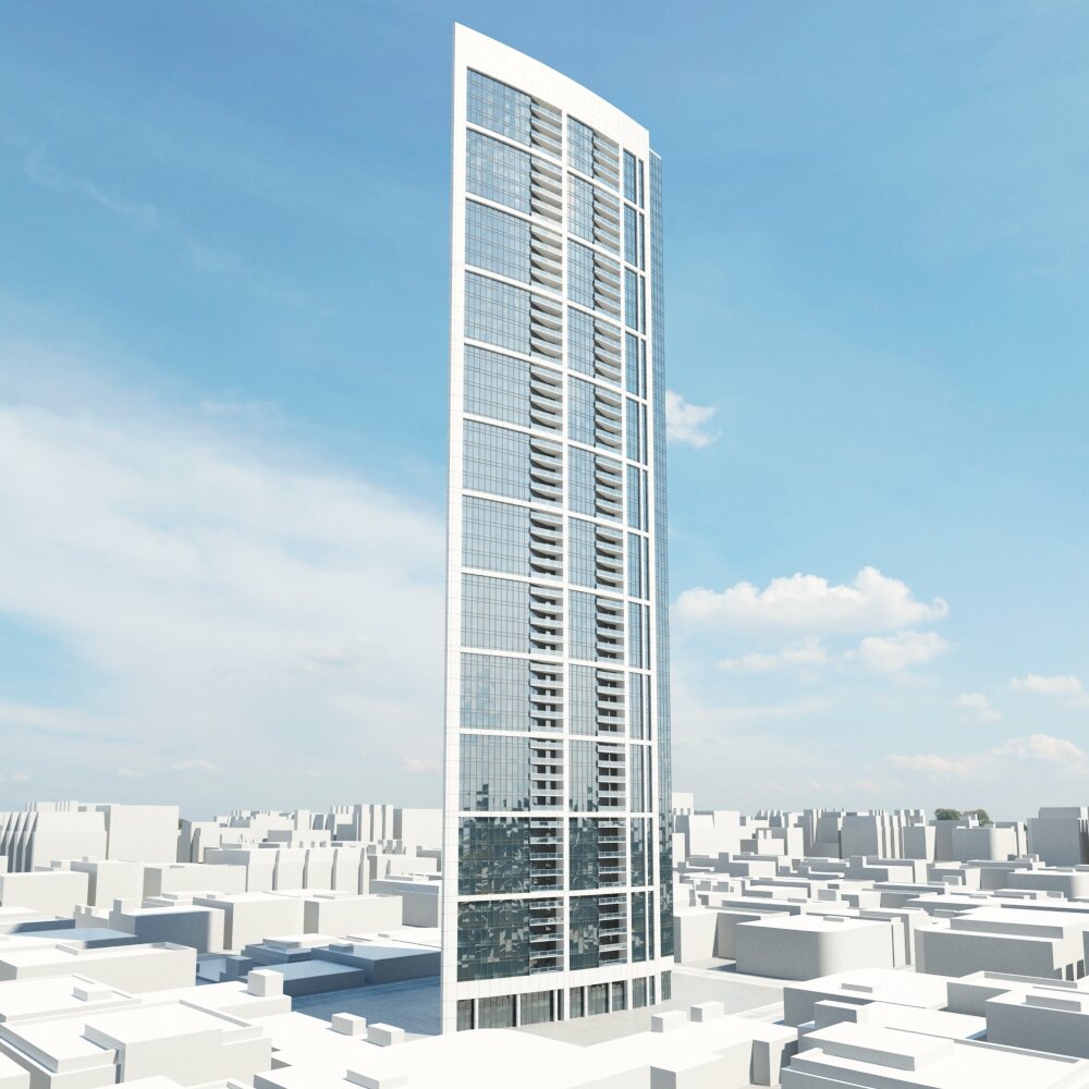 Modern Skyscraper Against Skyline 3D 모델 