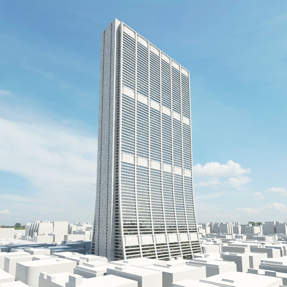 Modern Skyscraper Against Blue Sky 03 Modèle 3d