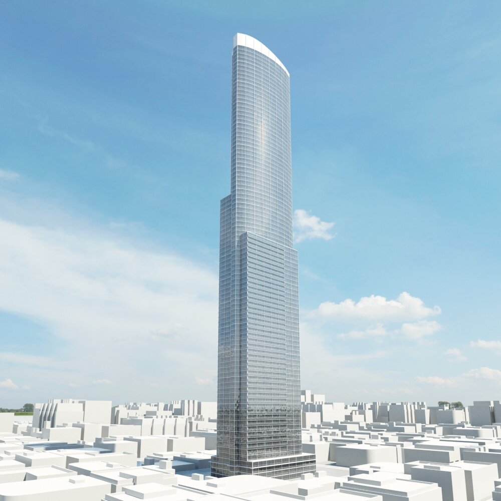 Modern Skyscraper Against Blue Sky 06 3d model