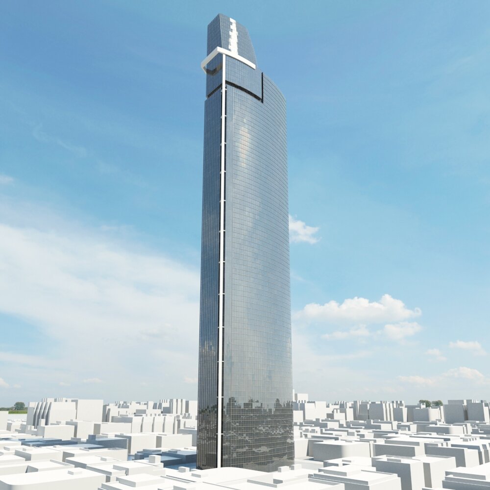 Modern Skyscraper Against Blue Sky 05 3D 모델 