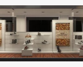 Shoe Store Showcase with Shelves 3D 모델 