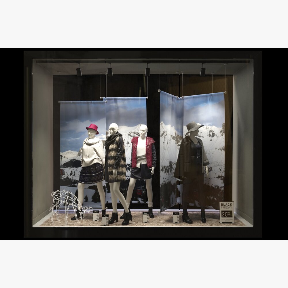 Showcase of a Women's Winter Clothing Store 3D 모델 