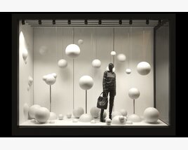 Clothing Store with Big White Balloons 3D model