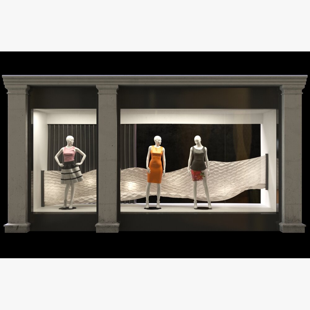 Showcase of a Women's Clothing Store Modello 3D