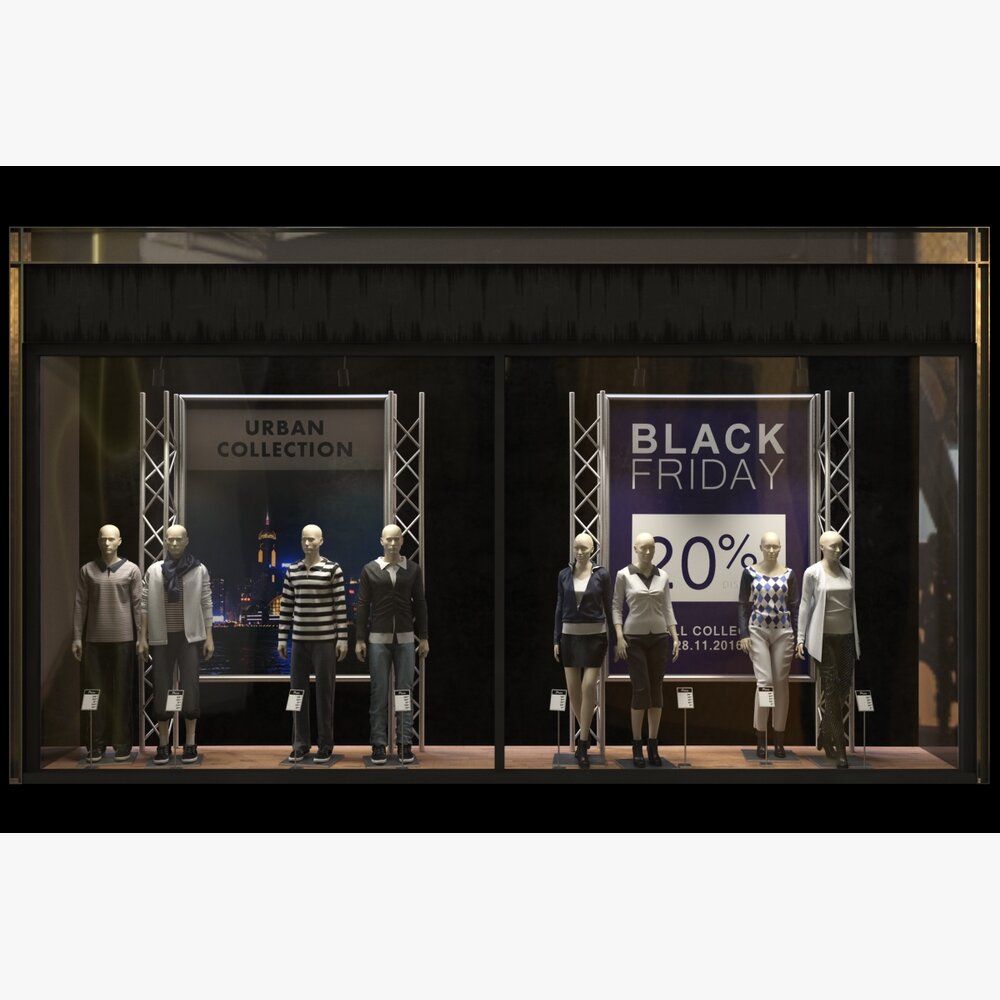Clothes Store Showcase 3D-Modell