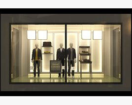 Men's Clothing Store Showcase with Mannequins 3D模型