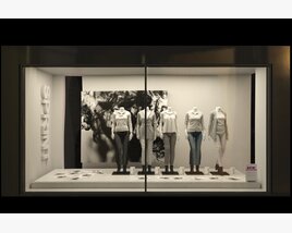 Women's Clothing Store Showcase with Mannequins 3D-Modell