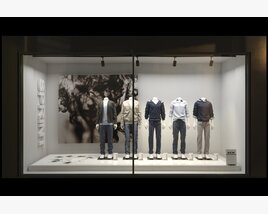 Clothing Store Showcase with Mannequins Modèle 3D