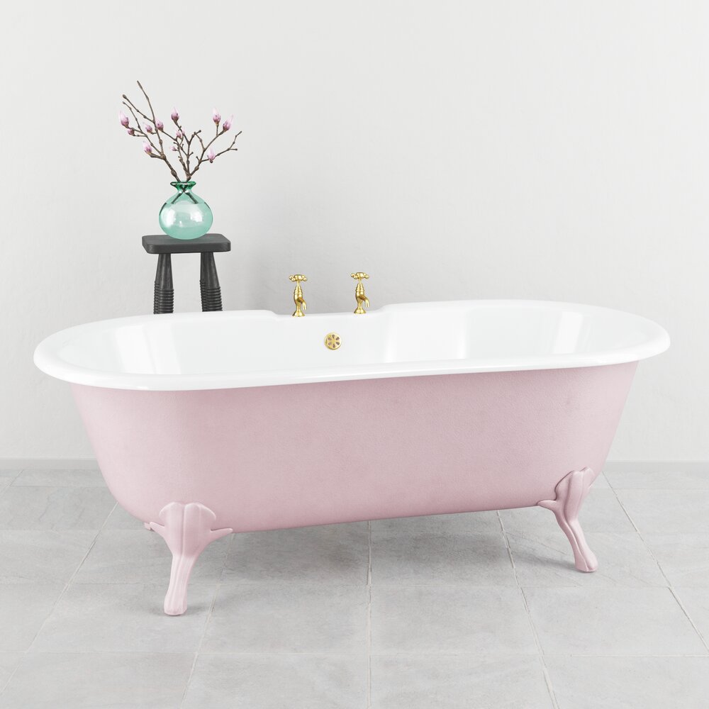 Vintage Pink Bathtub 3D модель