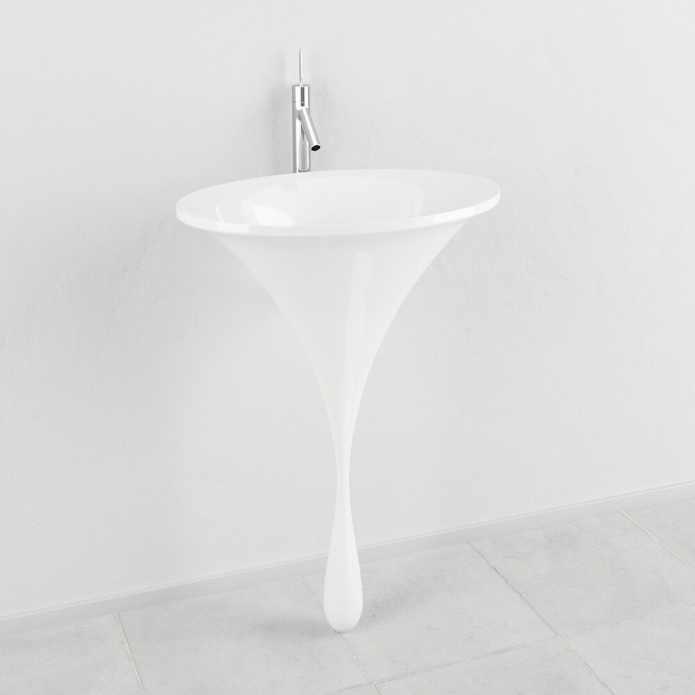 Elegant Modern Pedestal Sink 3D 모델 
