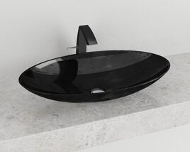 Modern Black Oval Basin Modello 3D