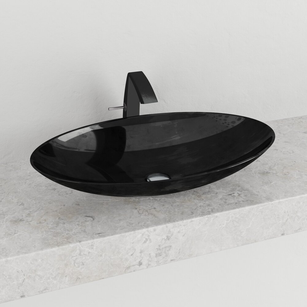 Modern Black Oval Basin 3D model