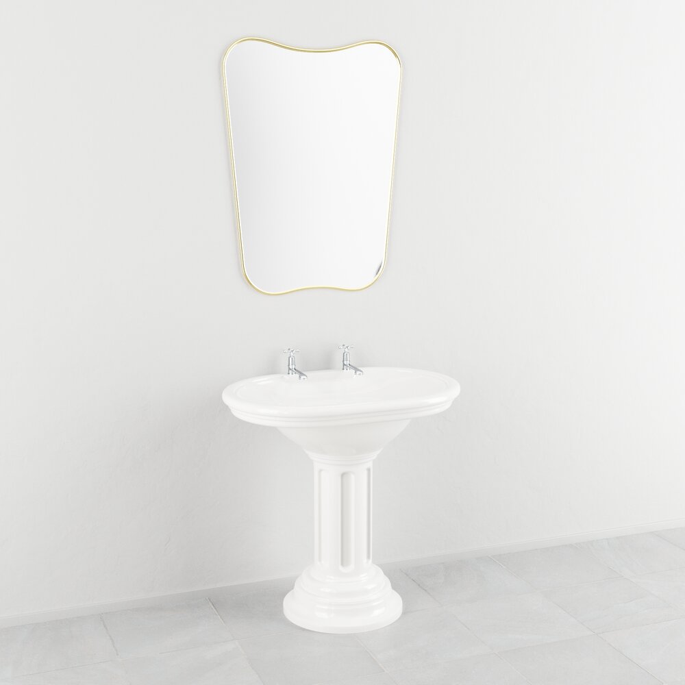 Pedestal Sink and Mirror 3D 모델 