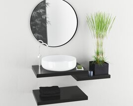 Minimalist Bathroom Sink and Shelf 3D模型