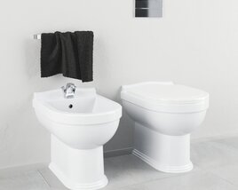 Modern Toilet and Bidet 02 Modello 3D