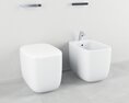 Modern Toilet and Bidet 03 3D 모델 
