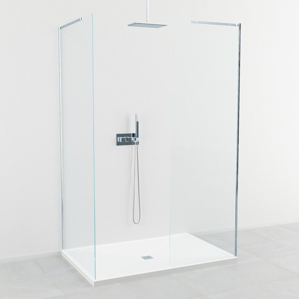 Minimalistic Glass Shower Enclosure Modello 3D