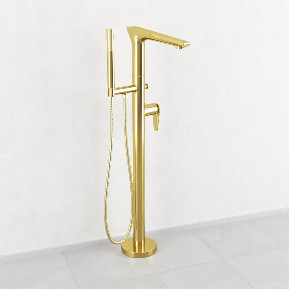 Elegant Gold Freestanding Bathtub Faucet 3D model