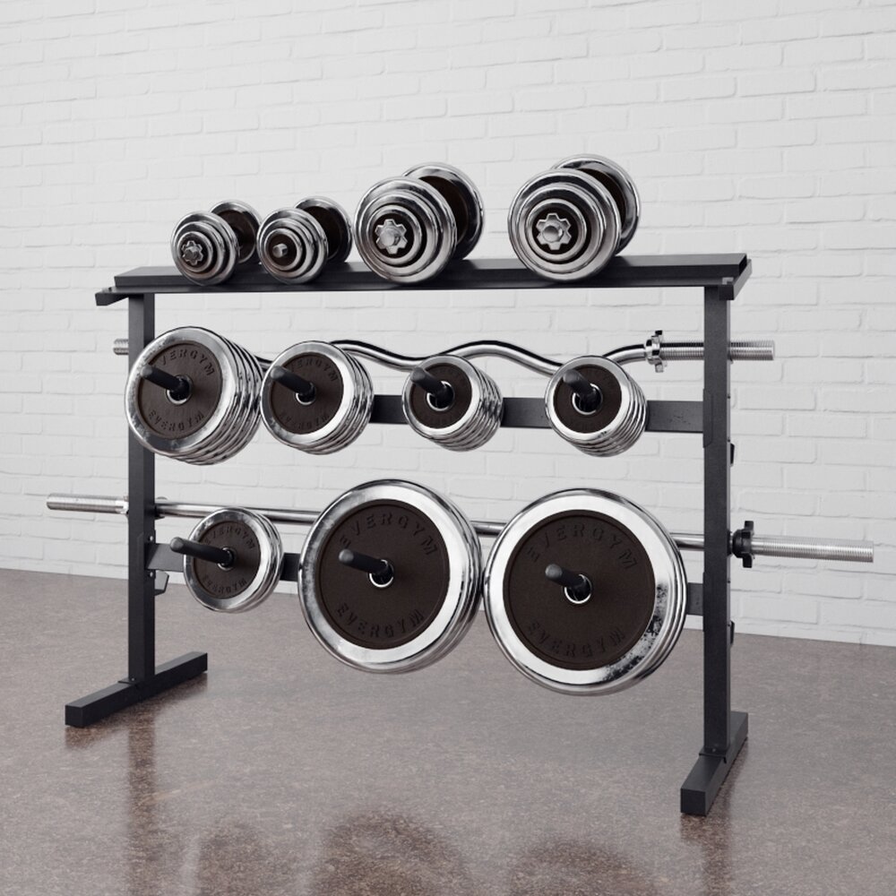 Dumbbell and Barbell Rack 3D 모델 