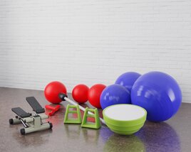 Fitness Equipment Assortment 3D-Modell