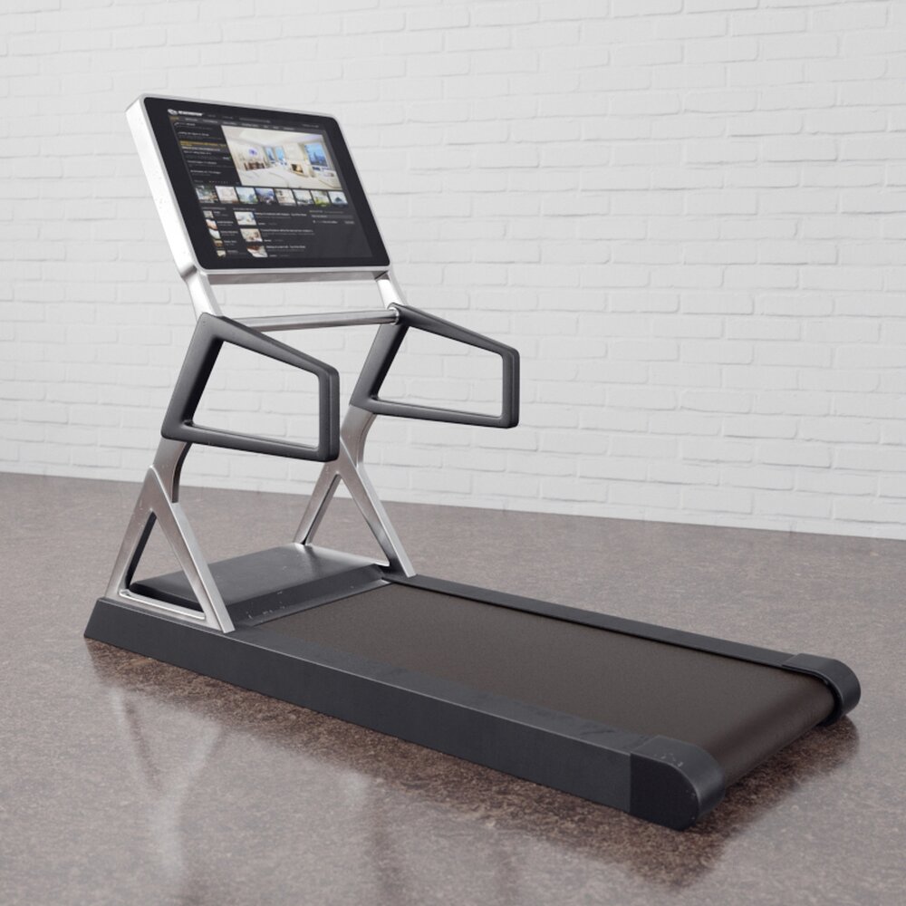 Modern Workout Treadmill with Tablet Holder 3D模型