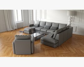 Modern Gray Corner Sofa 3D-Modell