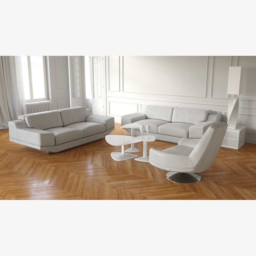 Modern Living Room Furniture Set Modelo 3d
