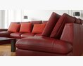 Modern Red Leather Sofa Set Modello 3D