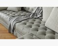 Elegant Tufted Sectional Sofa with Matching Ottoman 3D модель
