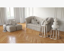 Elegant Living Room Furniture Set 3D 모델 