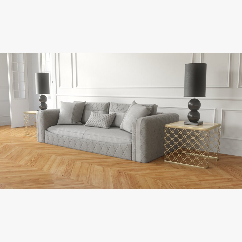 Elegant Living Room Sofa Modello 3D