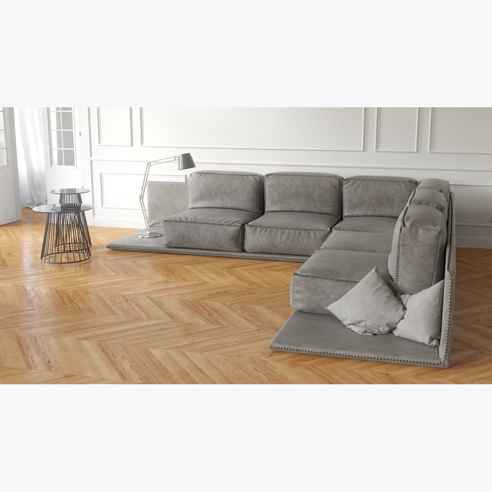Modern Gray Sofa 3D 모델 