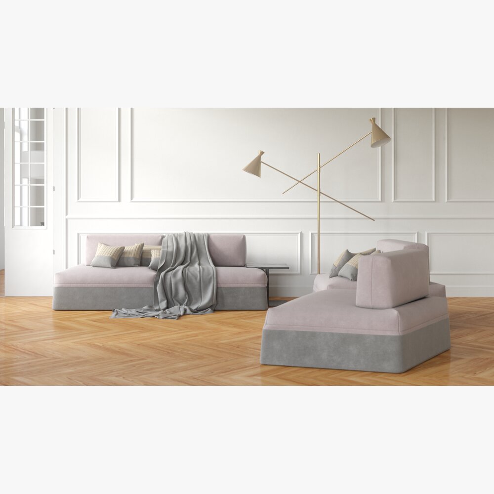 Modern Minimalist Sofa Design 3d model