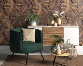 Modern Green Armchair and Decor Modèle 3D