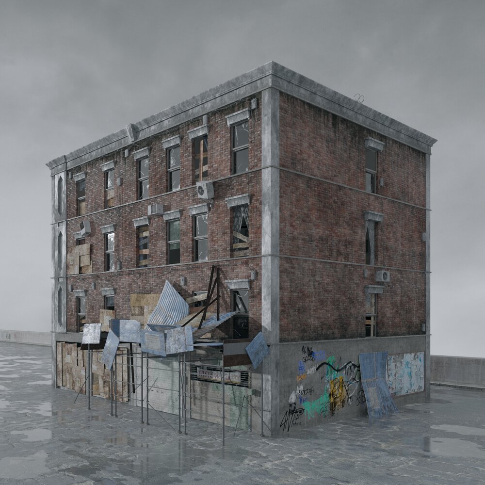 Destroyed Abandoned Building 3D model