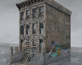 Destroyed Urban Building Facade 3D model