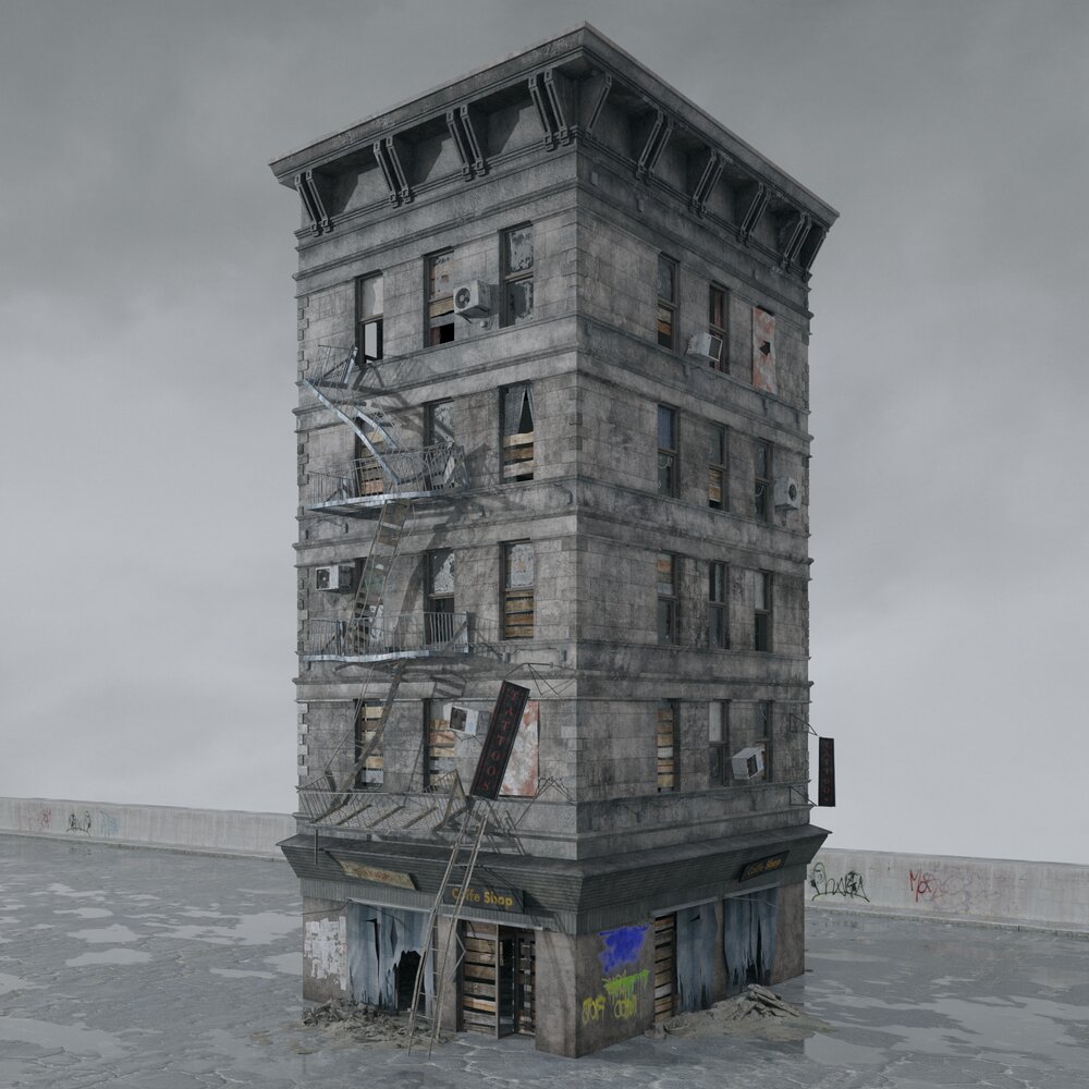 Urban Destroyed Building Modelo 3D
