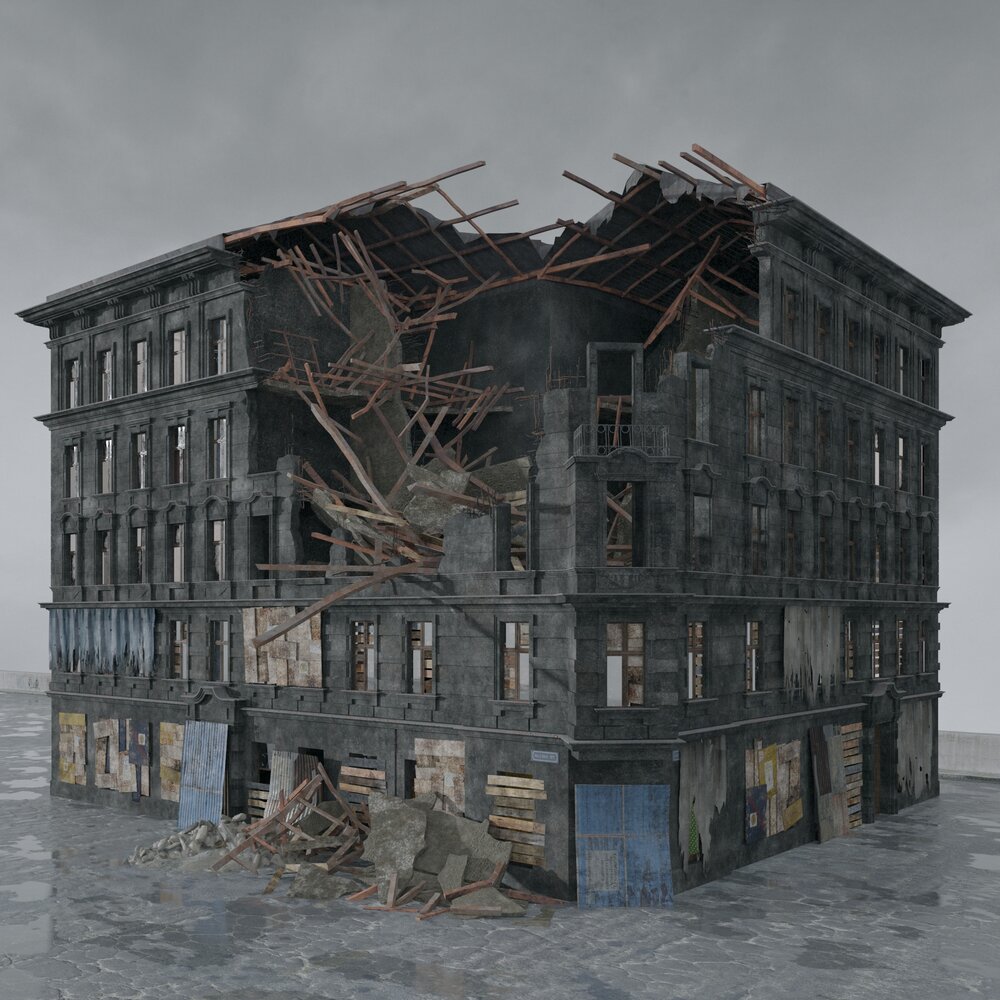 Abandoned and Destroyed Building Modèle 3D