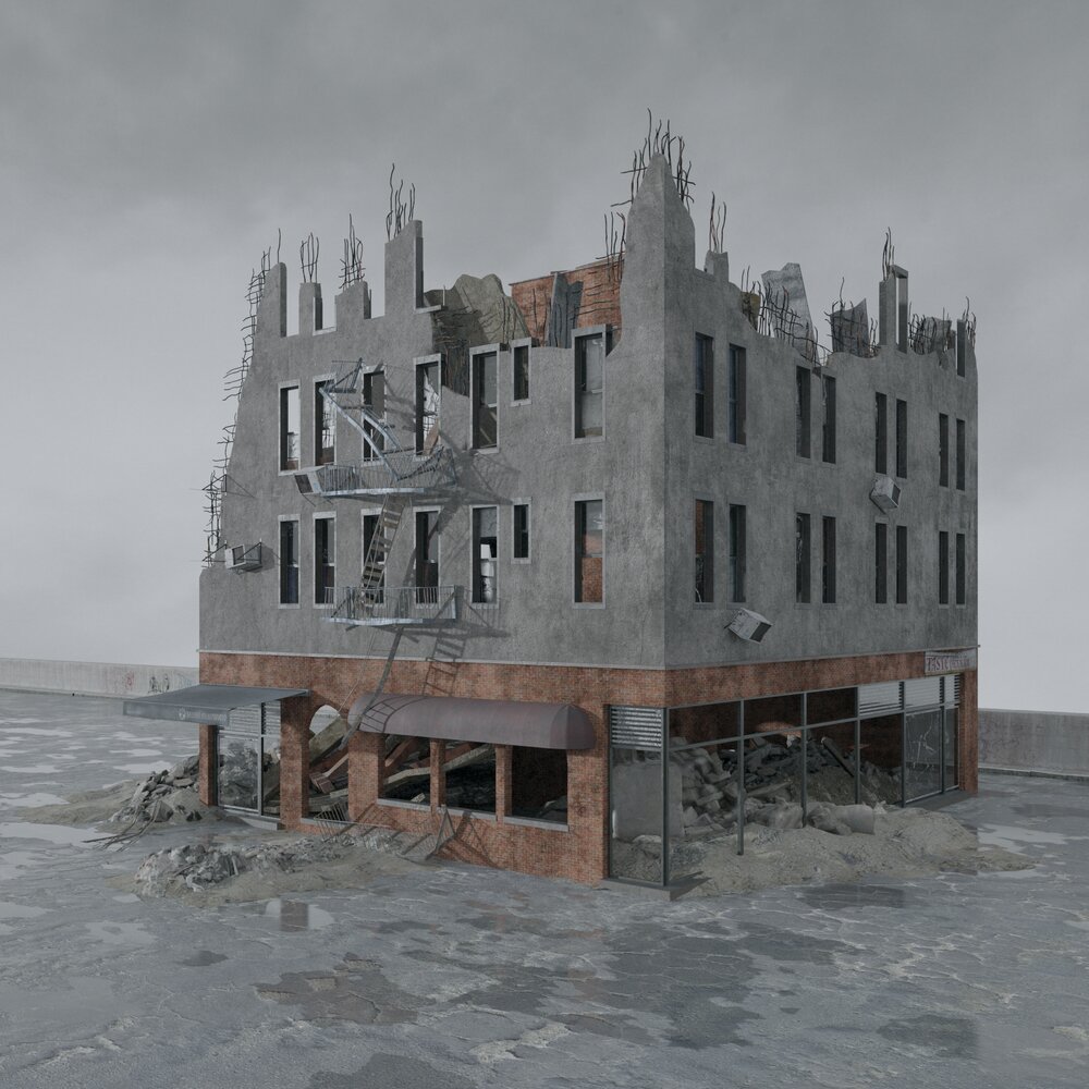 Abandoned Destroyed Building Modelo 3D