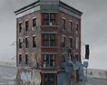 Abandoned Urban Corner Building 3d model