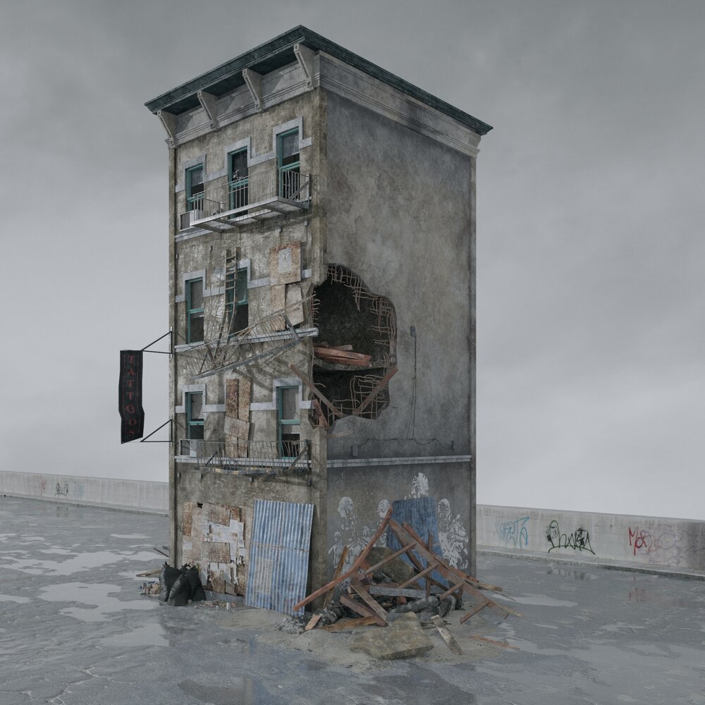 Urban Abandoned Building 3D-Modell