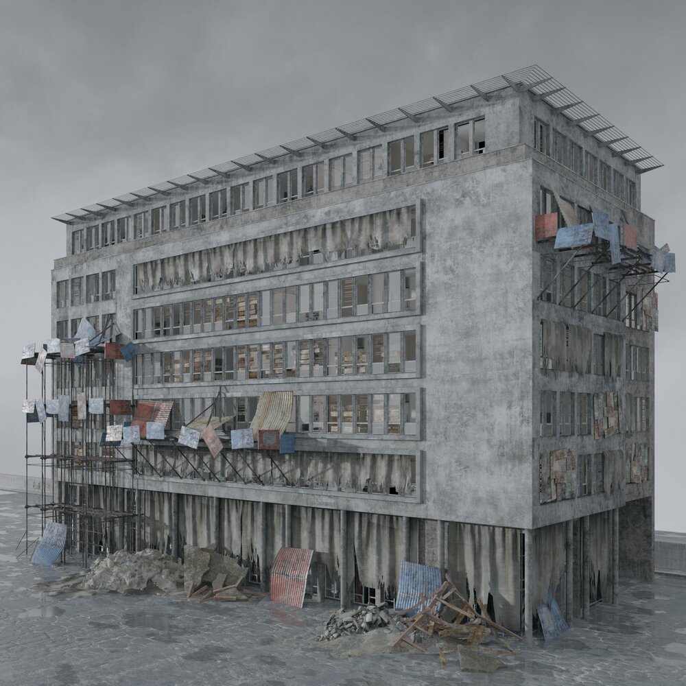 Urban Abandoned Factory Building 3D модель