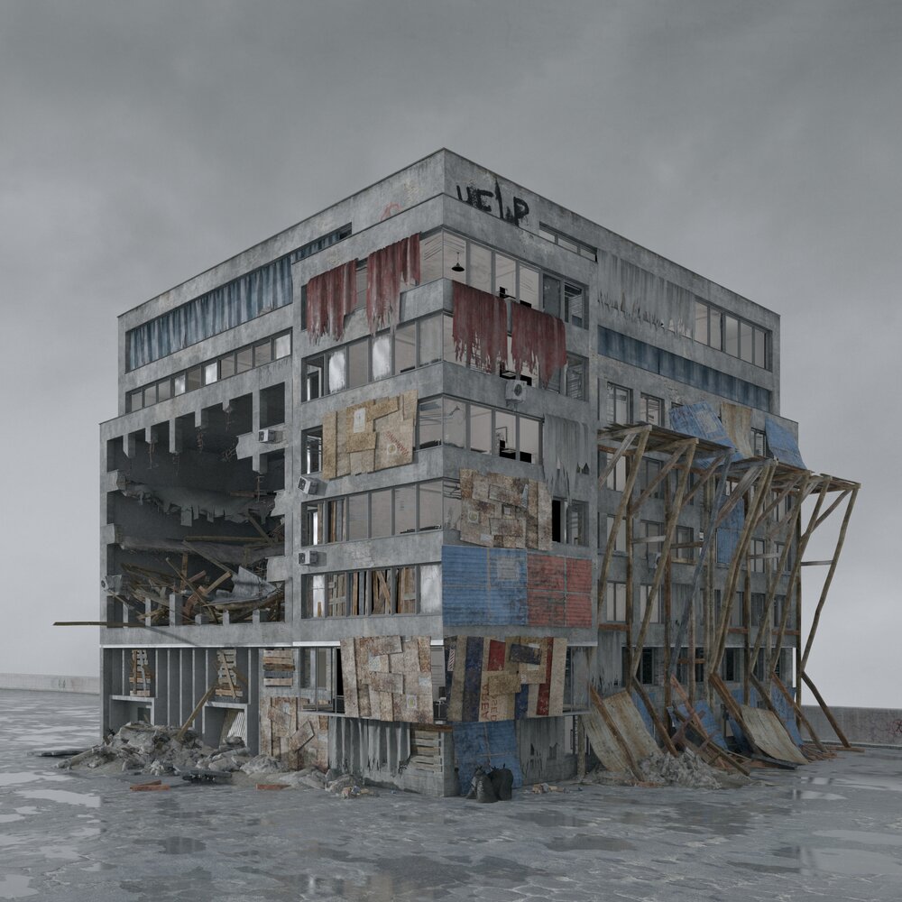 Abandoned Industrial Building Modello 3D