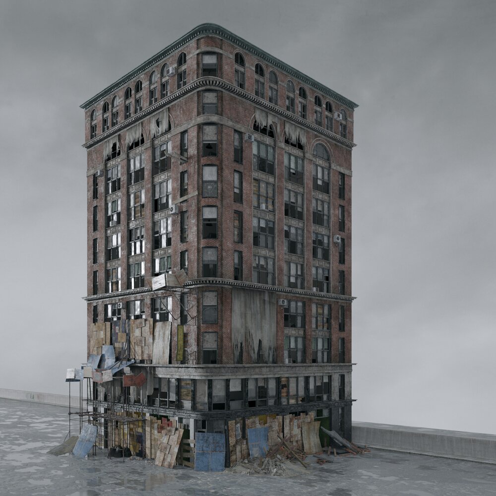 Urban Destroyed Lonely Building Modello 3D