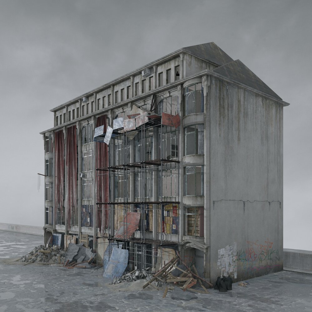 Abandoned Building Destroyed Modello 3D