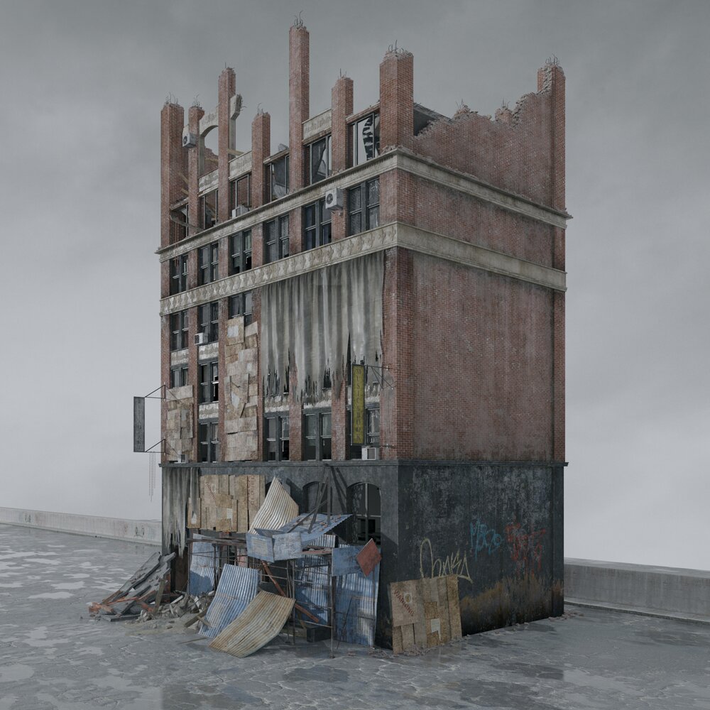 Urban Destroyed Abandoned Building 3D model